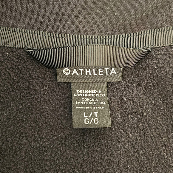 Athleta Sweatshirt Longer Length Pockets Stretchy Black Women's Size Large - Picture 5 of 9